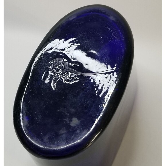Vintage Hand Blown Art Glass Cobalt Blue Heavy Thick - Picture 9 of 9